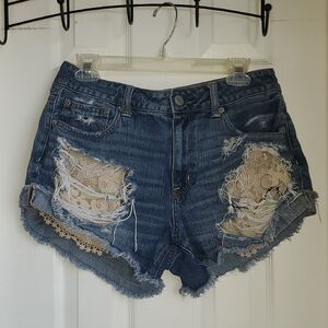 American Eagle Outfitters Blue Distressed Lavce Denim Jean Shorts